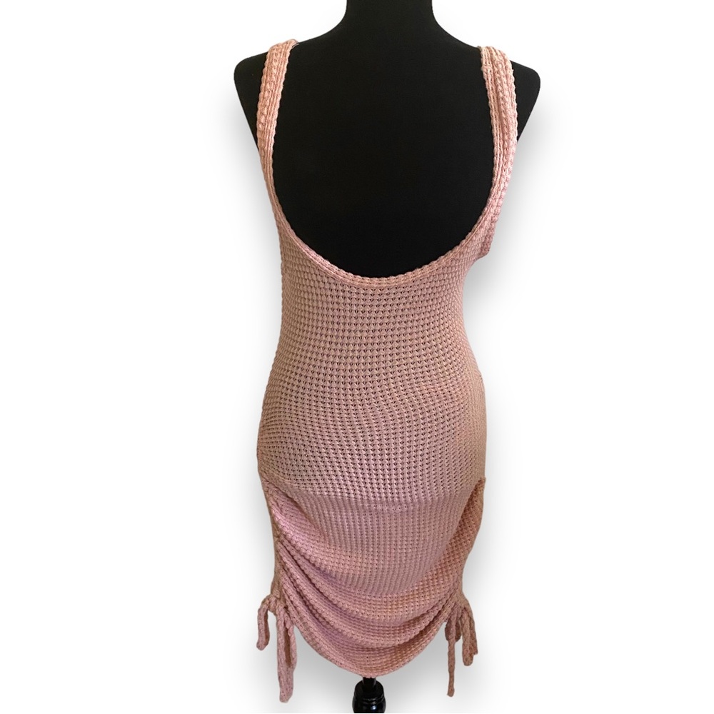 Endless Blu. Woven Oatmeal Cover Up Dress Women’s M Tie Up Bottom Side Straps